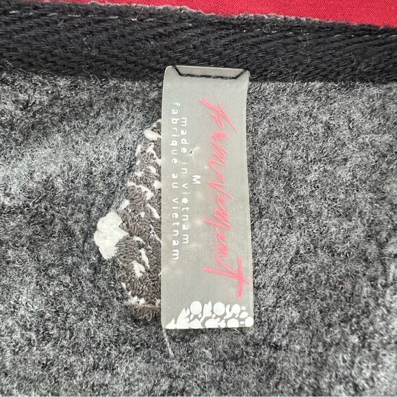 Free People FP Movement Hoodie Women's M Gray Red Long Sleeve Jacket - Picture 5 of 6